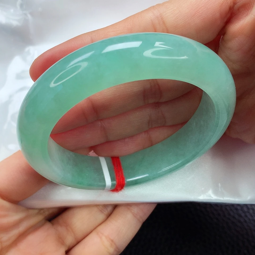 未镶嵌手镯翡翠54.6 冰绿 小宽版