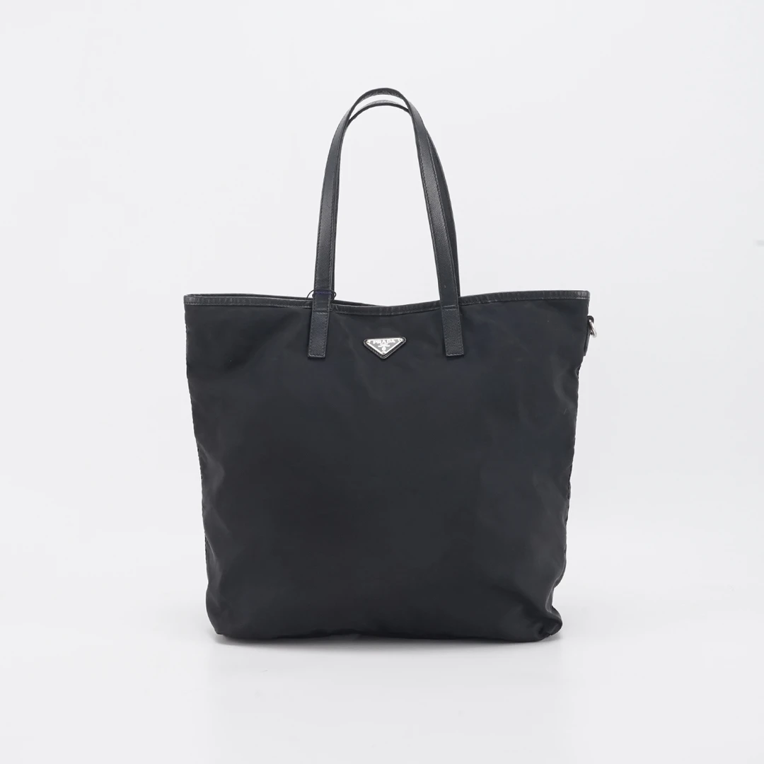 95新 Prada/普拉达 立体花 黑色 尼龙 托特包【白菜】BGD401360051