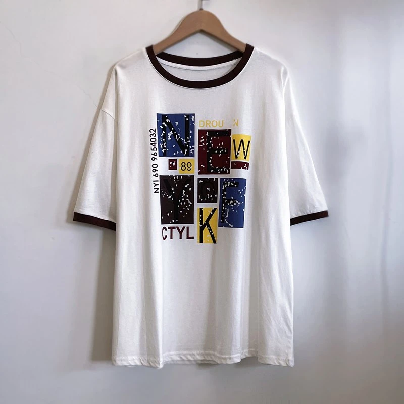 年轻中年妈妈装夏季大码显瘦遮肉休闲短袖棉T恤2025新款YX105709