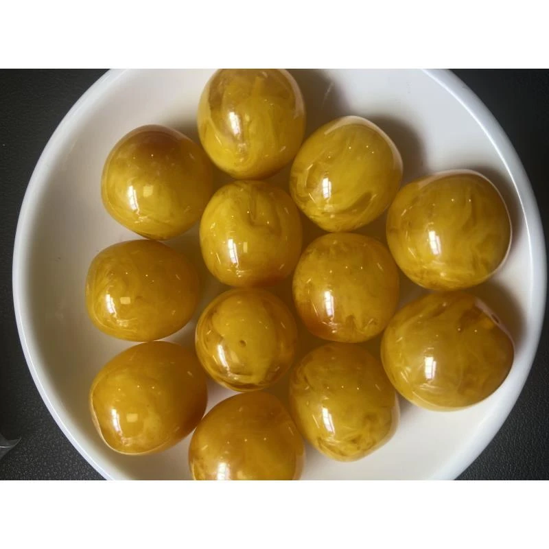 天然蜜蜡散珠  焦糖俏色桶珠P32 --卡20MM --一颗（赠弹力绳）