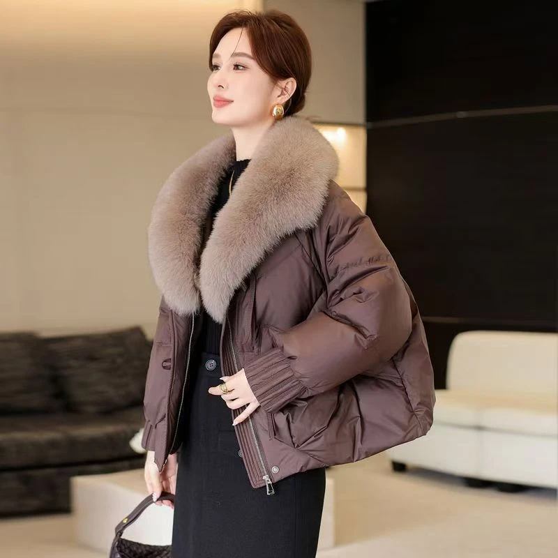 【专柜订单】冬季新款羽绒棉服女短款洋气减龄宽松棉衣女超大毛领