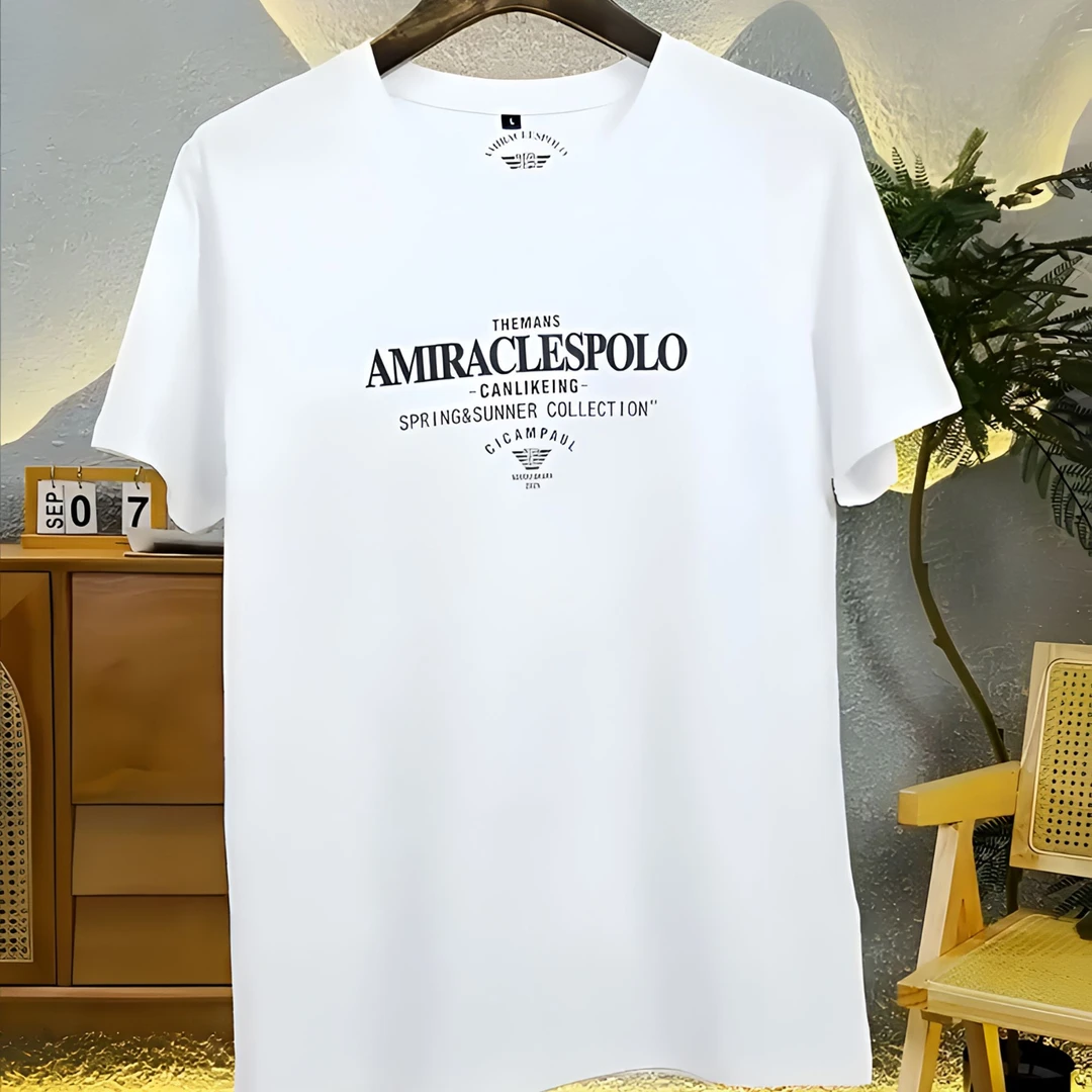 高档 时尚夏季男士潮牌高级短袖帅气简约青年轻奢纯棉品质T恤上衣