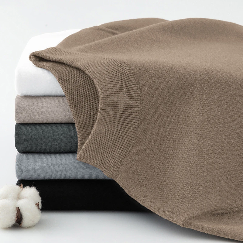 半高领毛衣男秋冬季针织衫保暖内搭中领打底衫潮流纯色素色毛线衣