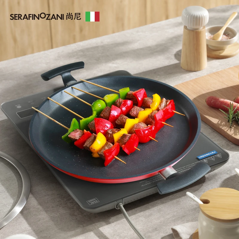 尚尼IHC智能恒温技术铝合金烤盘煎锅32cm不粘电磁炉燃气灶通用