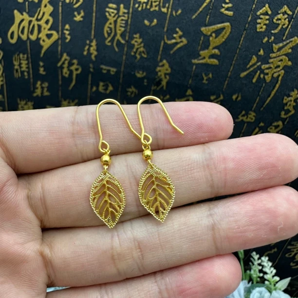 足金999叶子耳勾