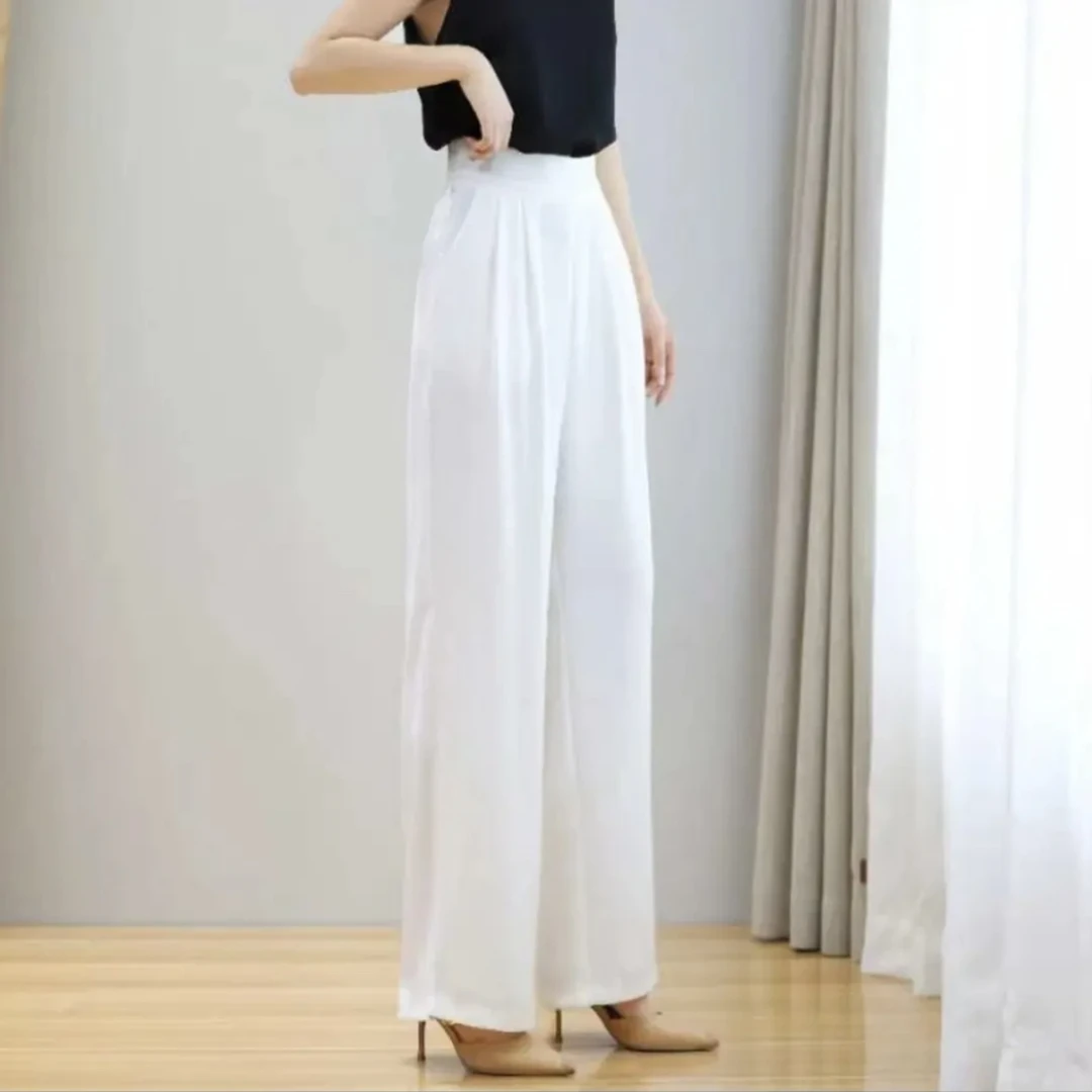 春夏季节新品时尚休闲简约显瘦手抓花气质百搭垂感直筒裤薄款