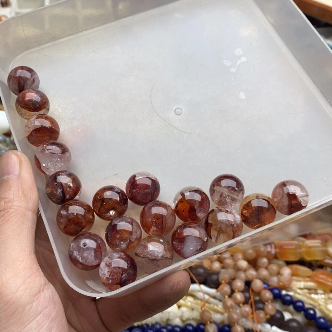 玛瑙/玉髓未镶嵌珠宝半成品一颗纯天然15mm红胶花水晶