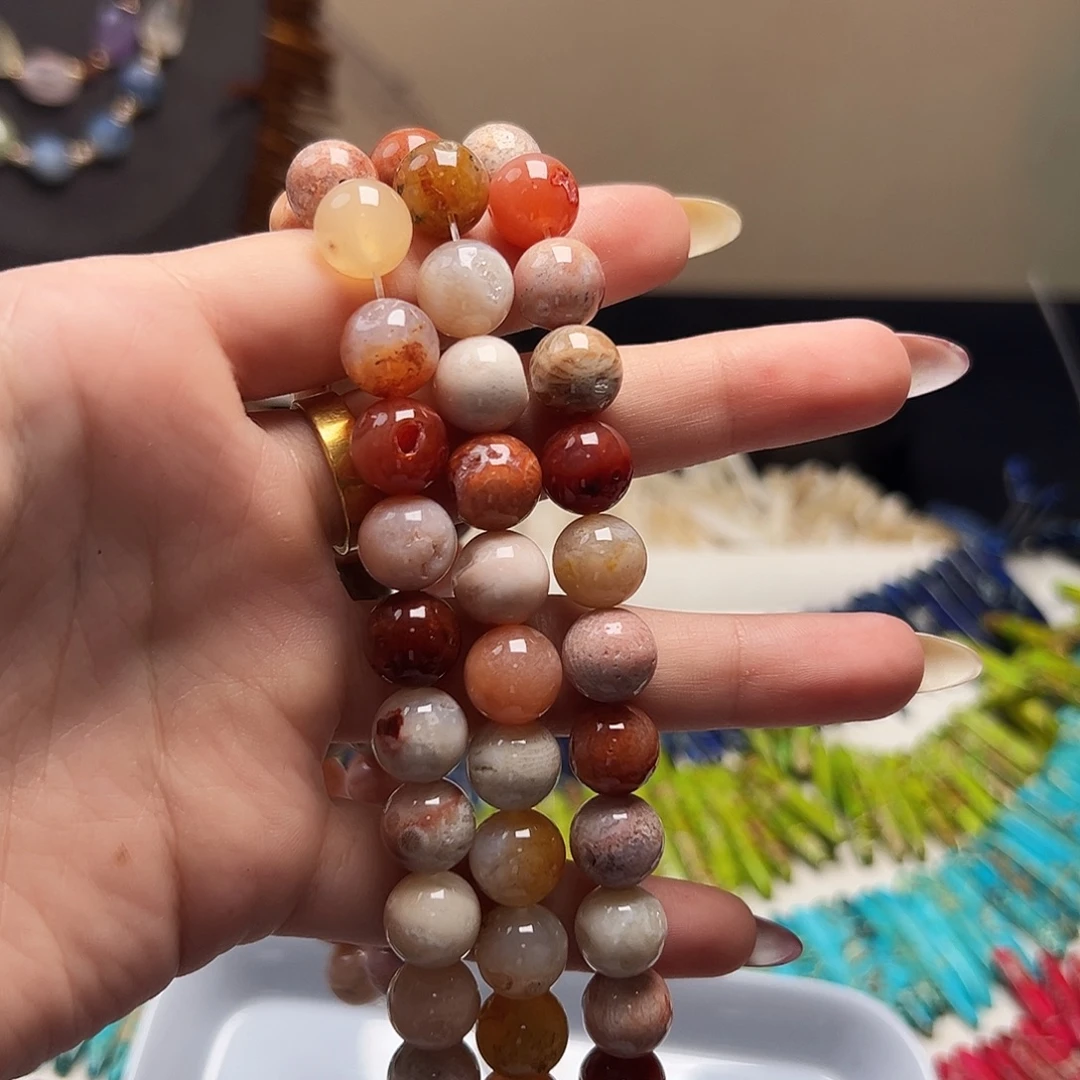 玛瑙/玉髓合金珠宝半成品j105 10.6m 天然石一条