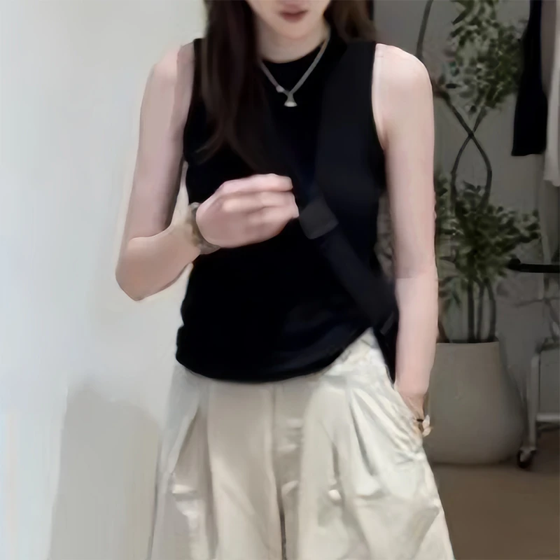 韩系简约基础款时尚百搭无袖背心女夏季新款修身显瘦内搭打底上衣