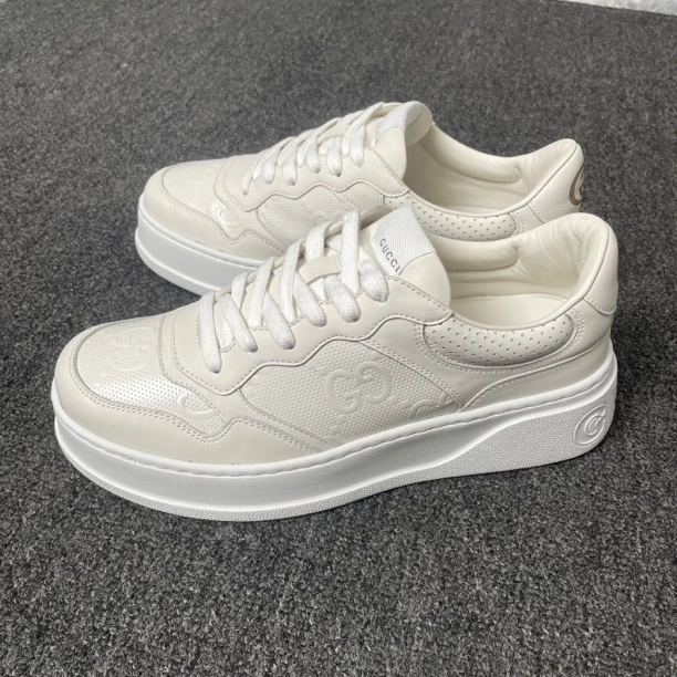 99新 GUCCI/古驰 GG印花压纹厚底饼干鞋41.5码99新公价8500