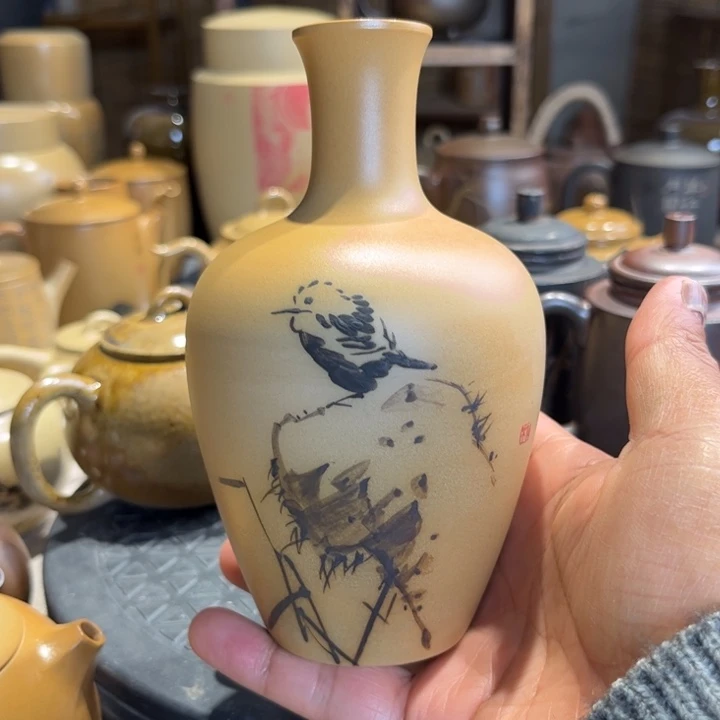 壶建水紫陶白泥小花器