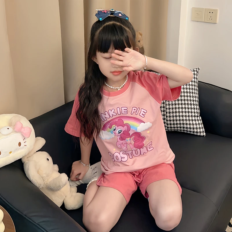 睡衣夏季可爱纯棉儿童短袖套装2025新款夏天卡通中大女童家居服薄