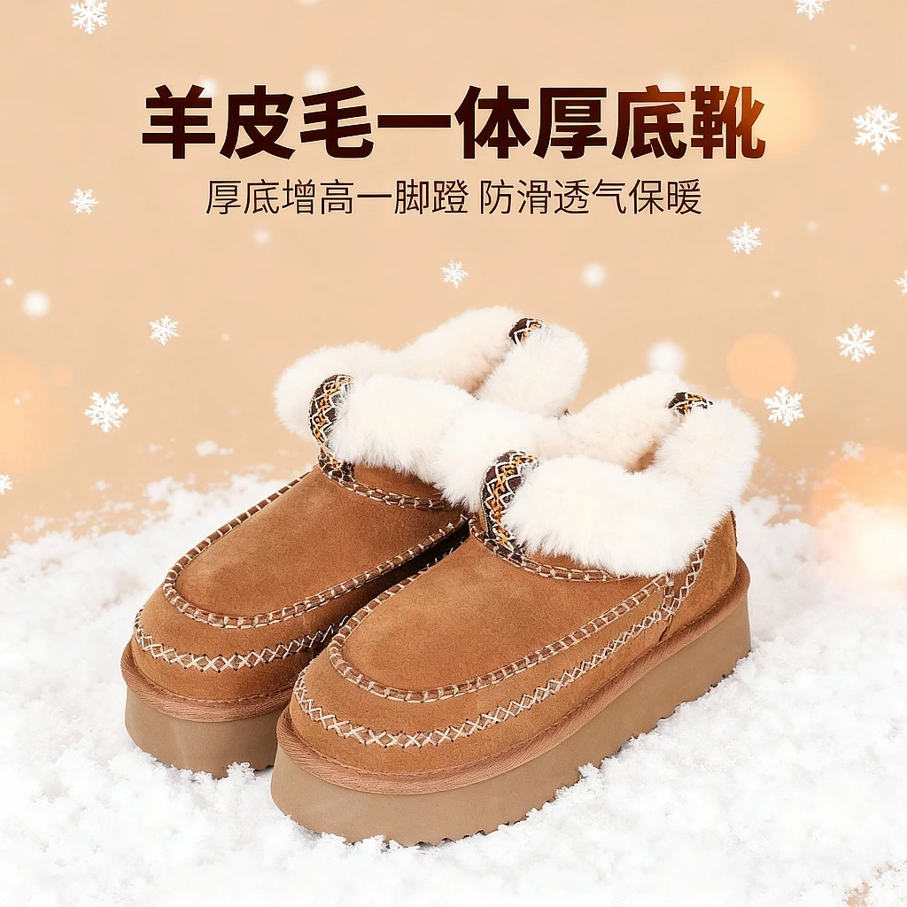 阿尔派V口全包桑坡羊皮毛一体雪地靴冬季雪地靴女款爆款2025新款