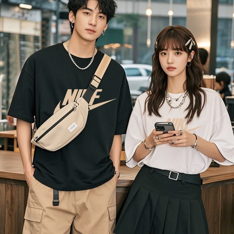 夏季2025新款韩版休闲短袖T恤男士上衣潮流圆领情侣百搭纯色t恤衫