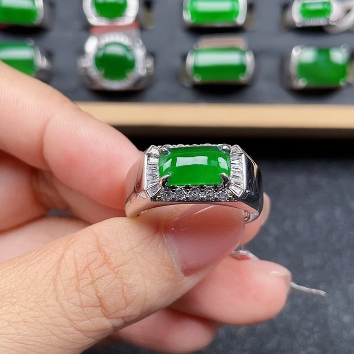 翡翠银S925镶嵌戒指编号3517没运费险