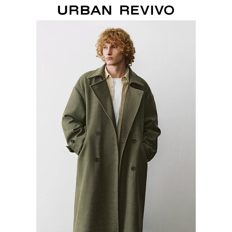【HOT】UR2025冬季新款男装琥珀流光风双排扣大衣UML150050