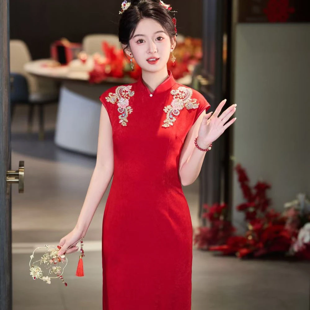 绣花款古法2025新款秋冬季旗袍长袖改良年轻款女新中式