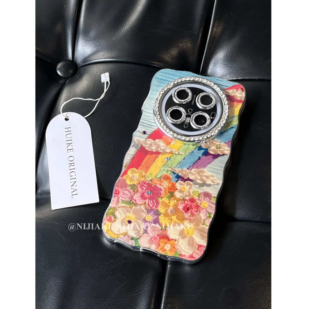 ins彩红花朵镜头膜全包薄适用华为mate60手机壳mate70prop70p80