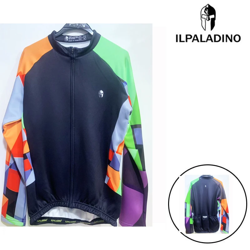 SQ 56【黑绿拼色几何加绒长袖男士】ILPALADINO骑行服长袖春秋冬