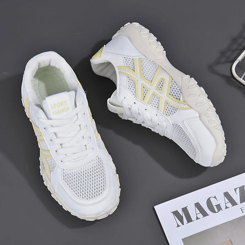春秋季2025新款女鞋透气镂空网面休闲鞋防滑软底网鞋跑步运动鞋