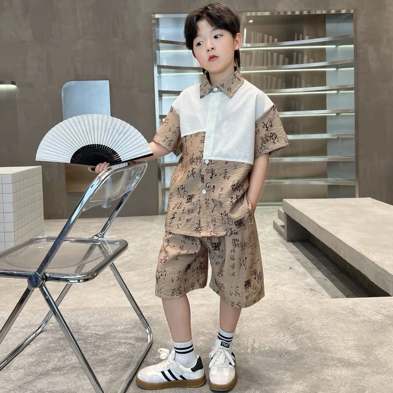 【308】夏季男童套装国风儿童男童洋气时尚休闲夏季帅气韩版