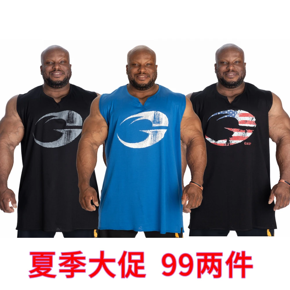 原版 盖世 140克重 无袖坎肩 运动健美健身做旧短袖背心