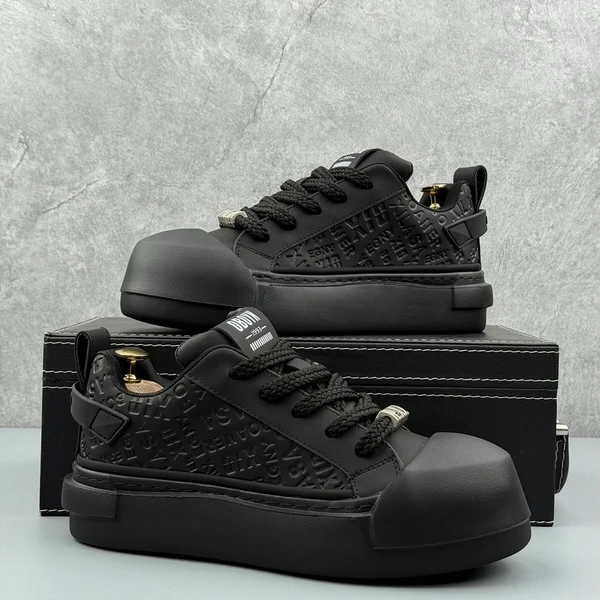 法莎尼亚男士时尚黑色休闲鞋潮流百搭厚底皮鞋单鞋运动鞋小白鞋子