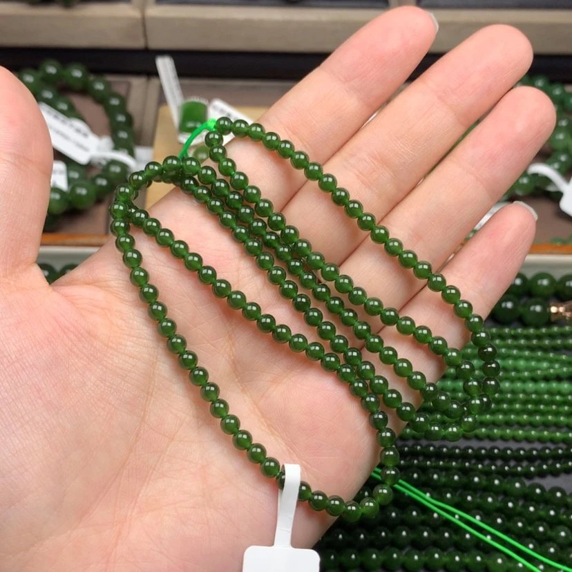 【闪购商品】和田玉（碧玉）未镶嵌颈饰4m冰底菠菜绿无黑
