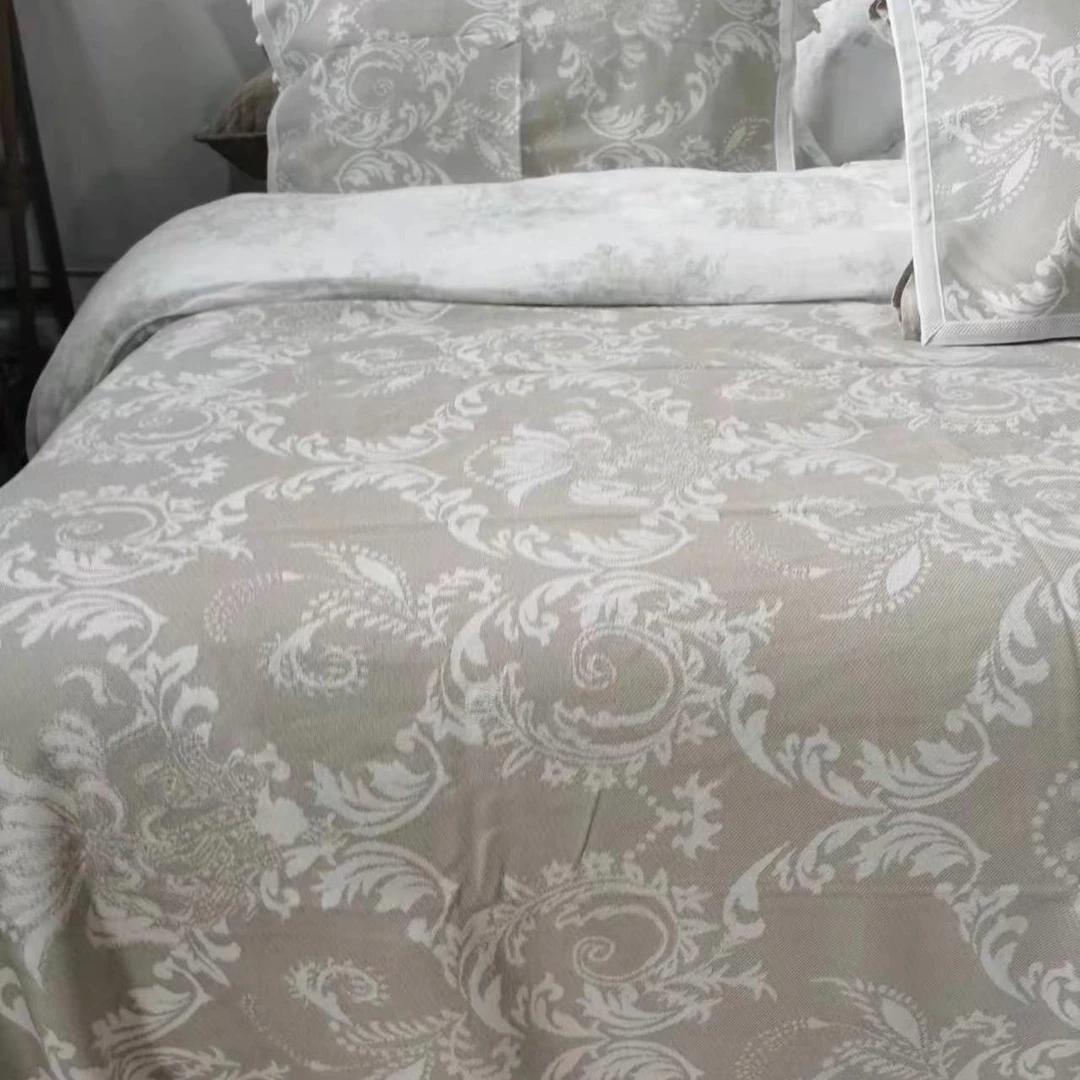 【原凤尾】亚麻提花凉席三件套轻奢欧式