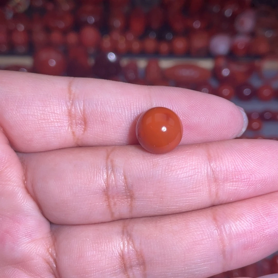 南红玛瑙未镶嵌瓦西柿子红圆珠卡11.5