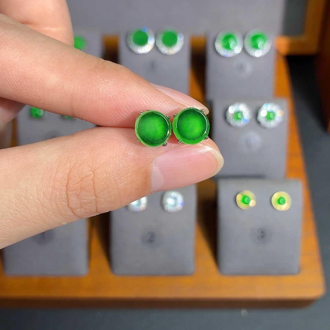 翡翠银S925镶嵌耳饰耳饰