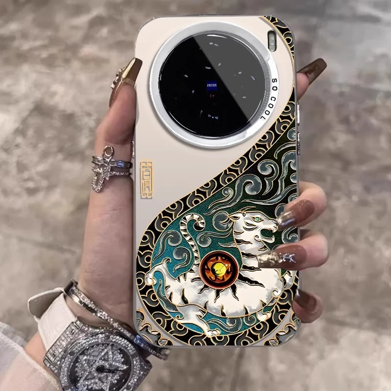 国风白虎适用oppofindx8ultra手机壳x9pro新款x9高级感彩银镭射