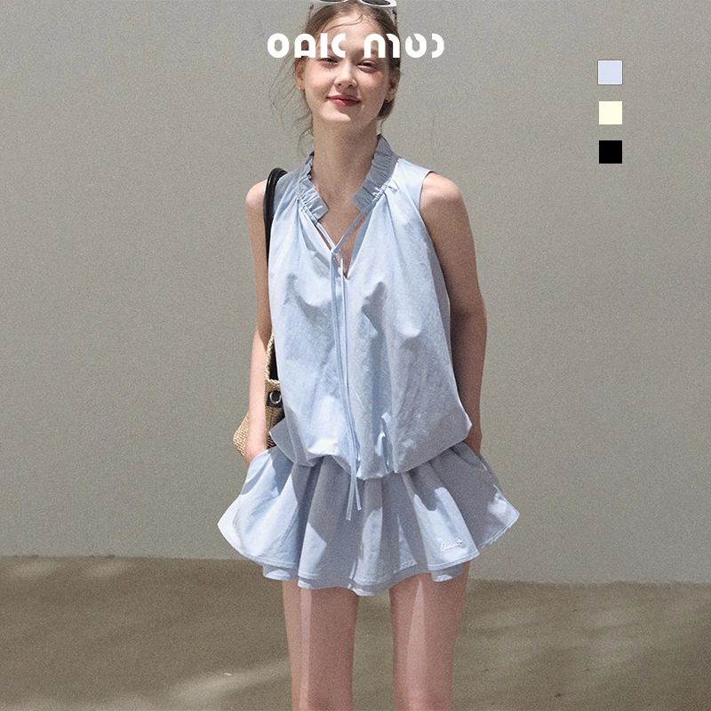 Oakmoo Basic * 莱赛尔棉系带花苞连衣裙