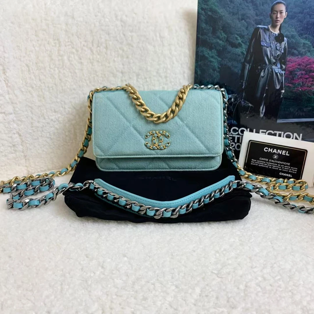 99新 Chanel/香奈儿 壹臻/霓虹蓝牛仔19bagwoc包 90973117