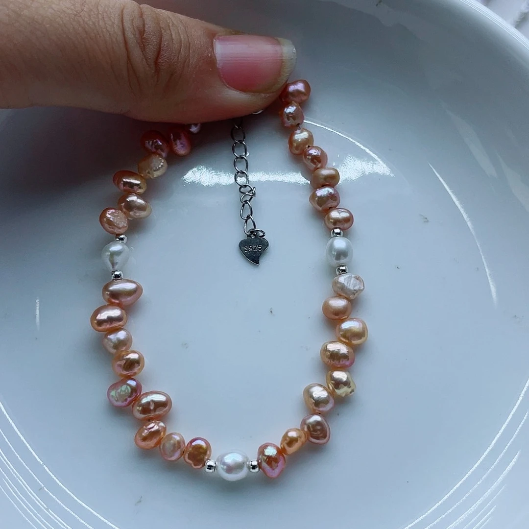 银S925镶嵌手绳淡水珍珠