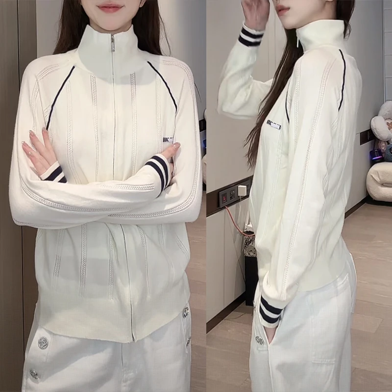 修身型秋季网红短外套短款立领针织开衫时尚休闲潮流松弛感上衣Y