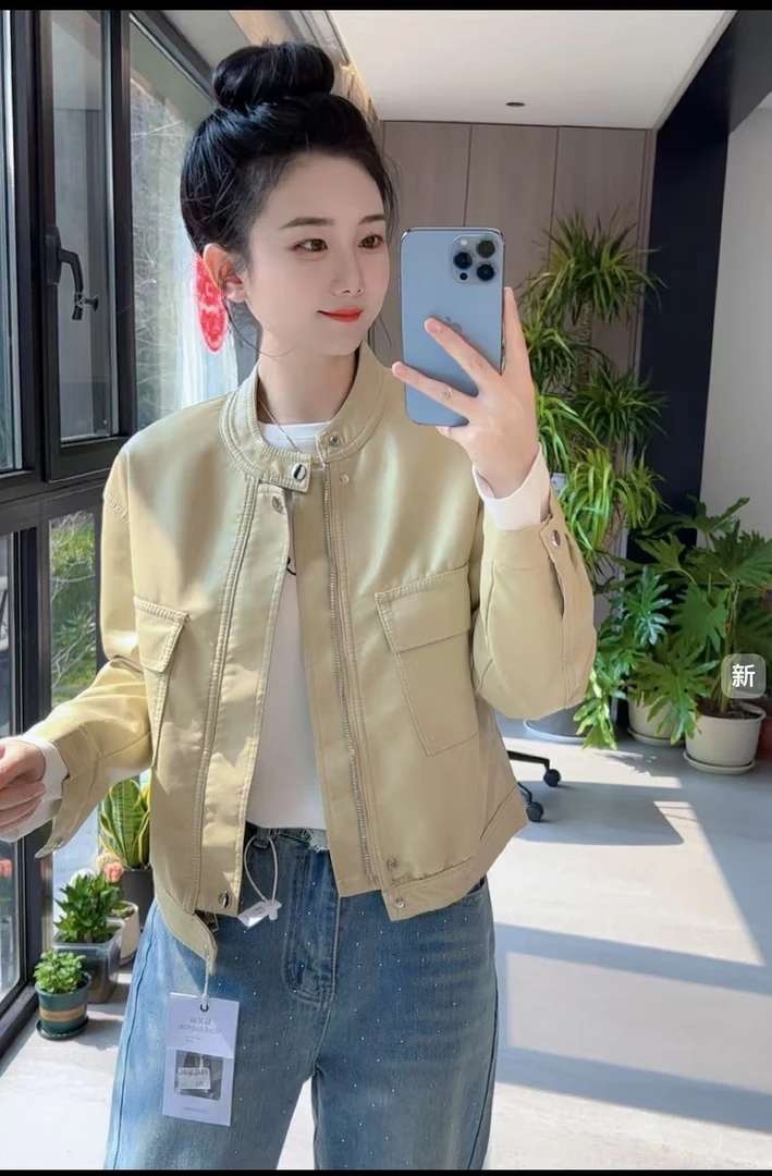 【小九玖黛衣服饰】休闲小皮衣 外套女 宽松显瘦机车时尚短款洋气