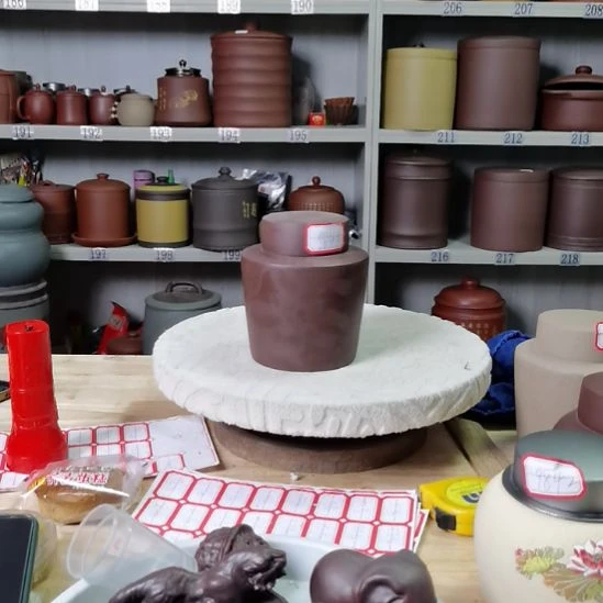 紫砂茶叶罐小号素面老紫泥9845