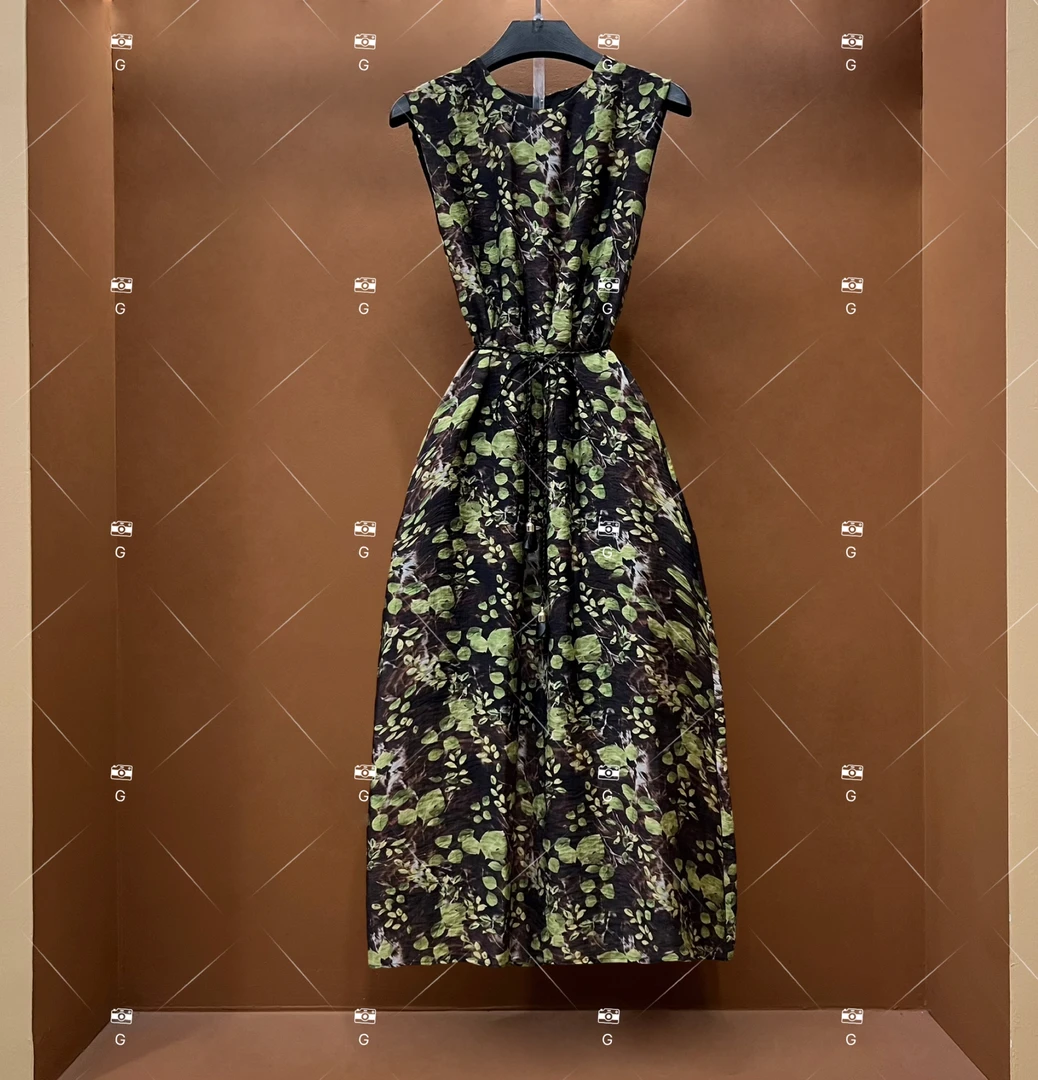 春夏丨设计师轻奢法式印花女士连衣裙 H-389