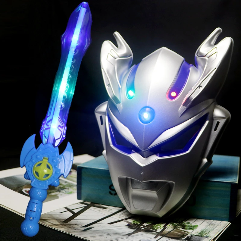 儿童发光奥特曼面具声光剑赛罗银河罗索闪光刀剑组合玩具亮光宝剑
