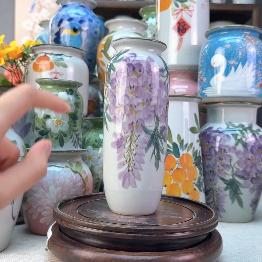 景德镇陶瓷手绘花瓶无孔