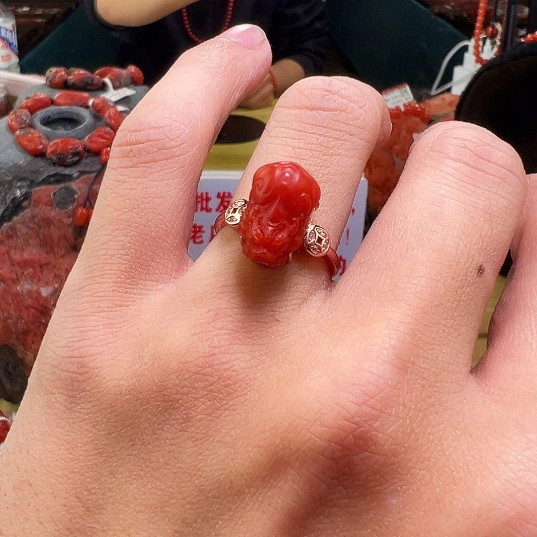 南红玛瑙银S925镶嵌多样性发一保山南红戒指