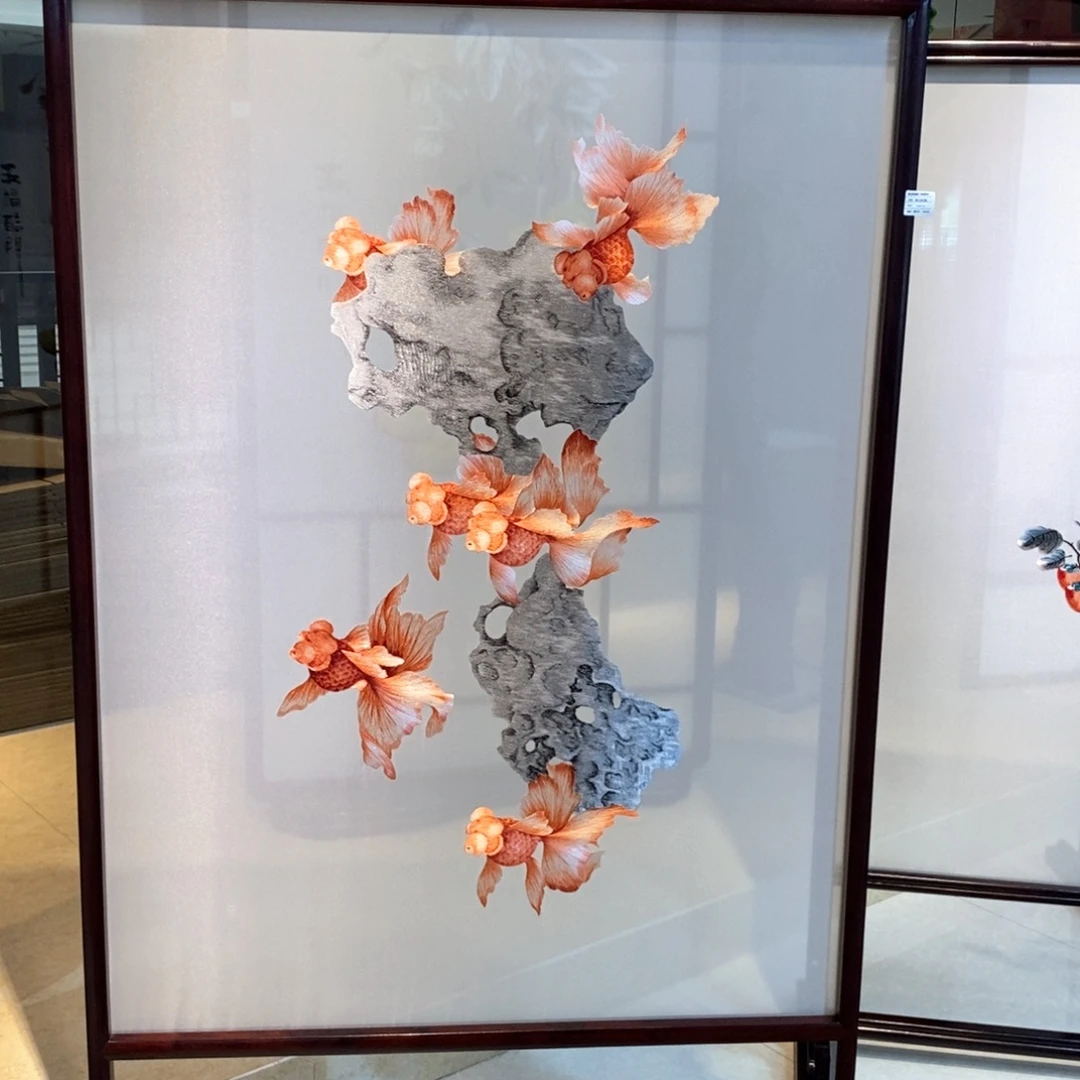 木（非红木类）苏绣时来运转屏风