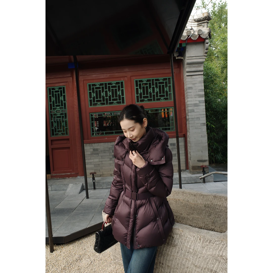 CHENSMCHEN 气质连帽保暖收腰鹅绒服女显瘦百搭羽绒服CSY10144QQ