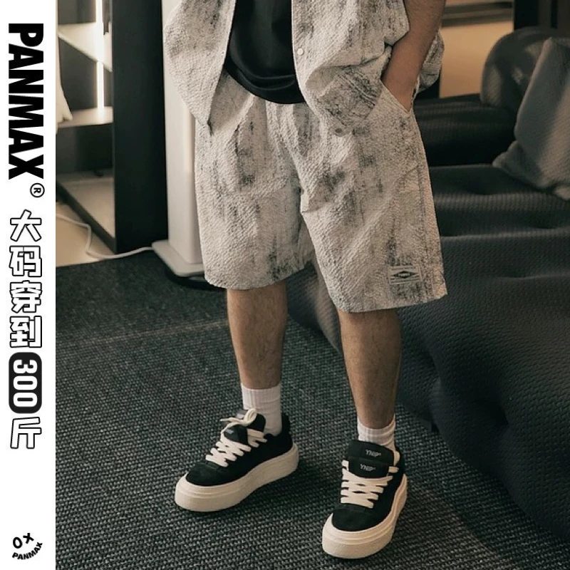 PANMAX/潘·麦克斯大码男士透气宽松休闲冰感泡泡纱短裤