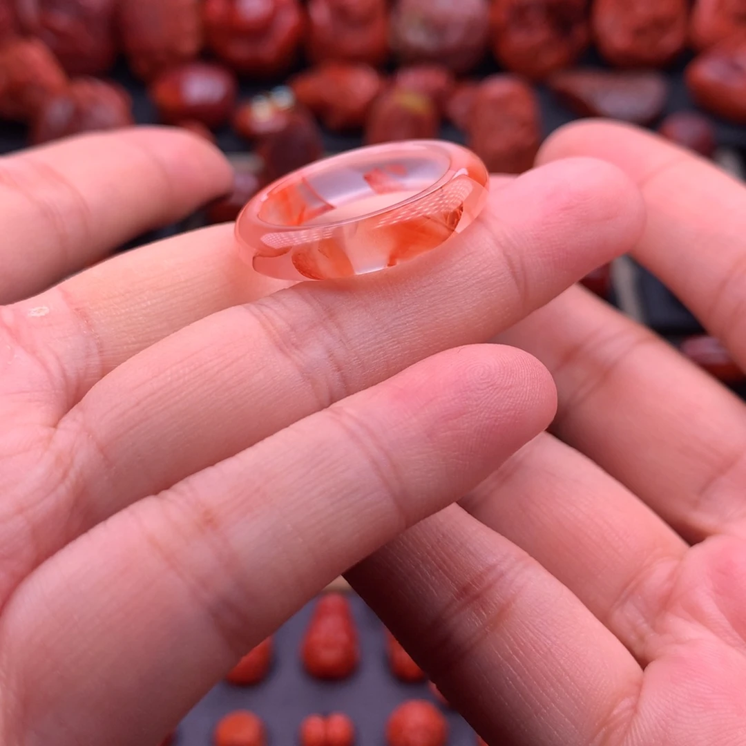 南红玛瑙未镶嵌川料原矿冰飘戒圈19.5mm