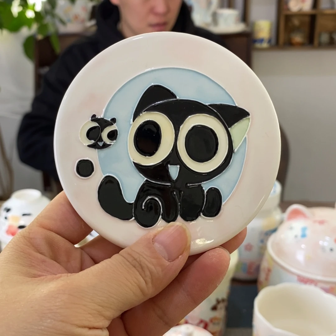 霜***降瓷片景德镇釉下彩手绘