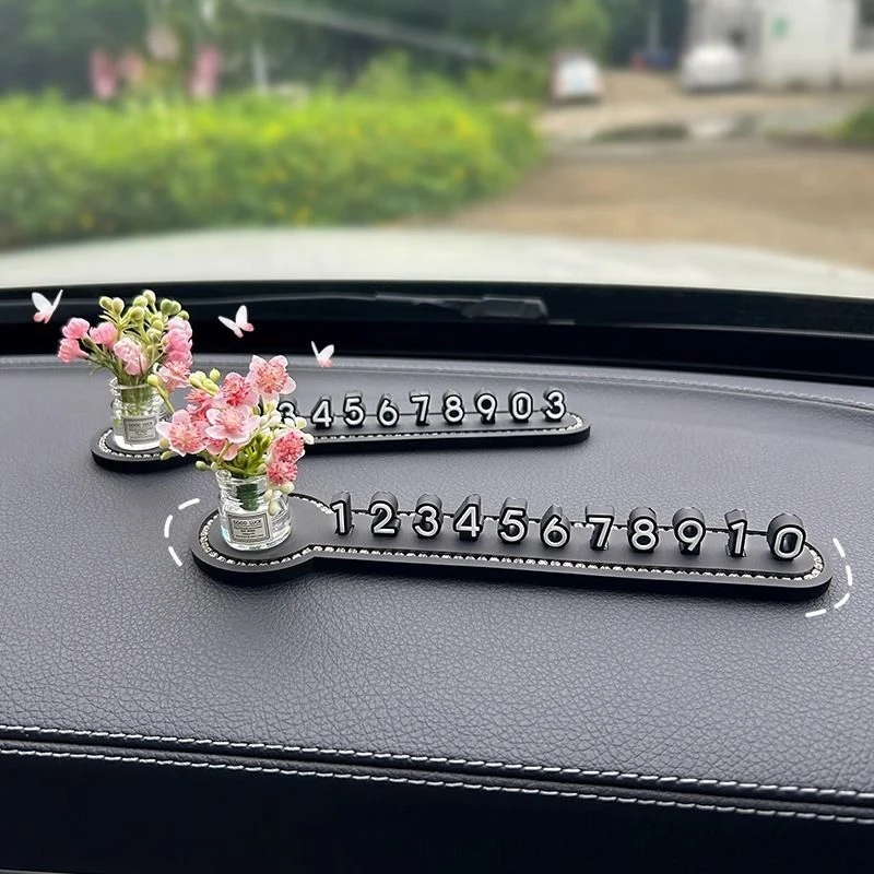 2025新款汽车临时停车牌挪车电话号码牌车载创意高级车内饰品摆件