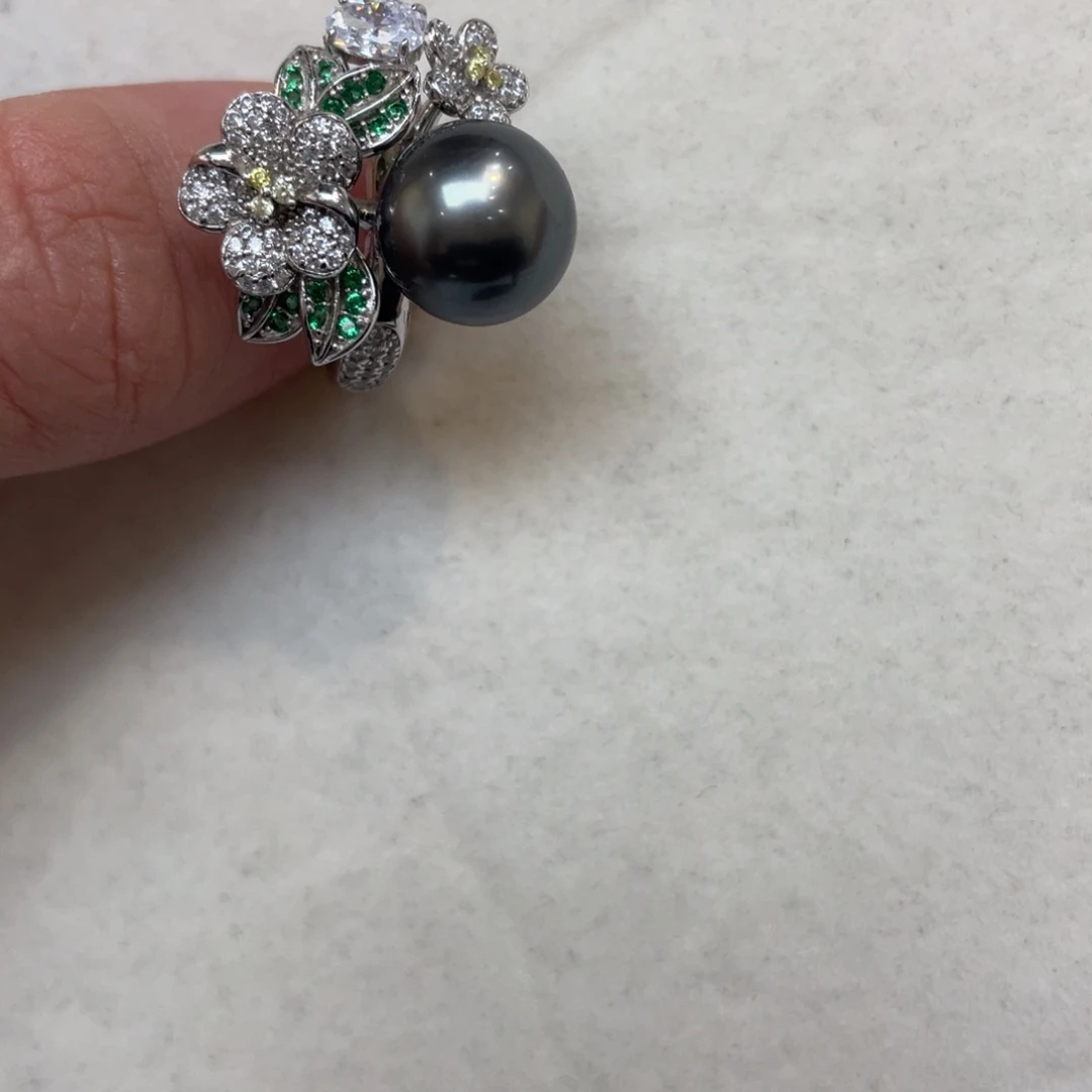 戒指银S925镶嵌海水珍珠