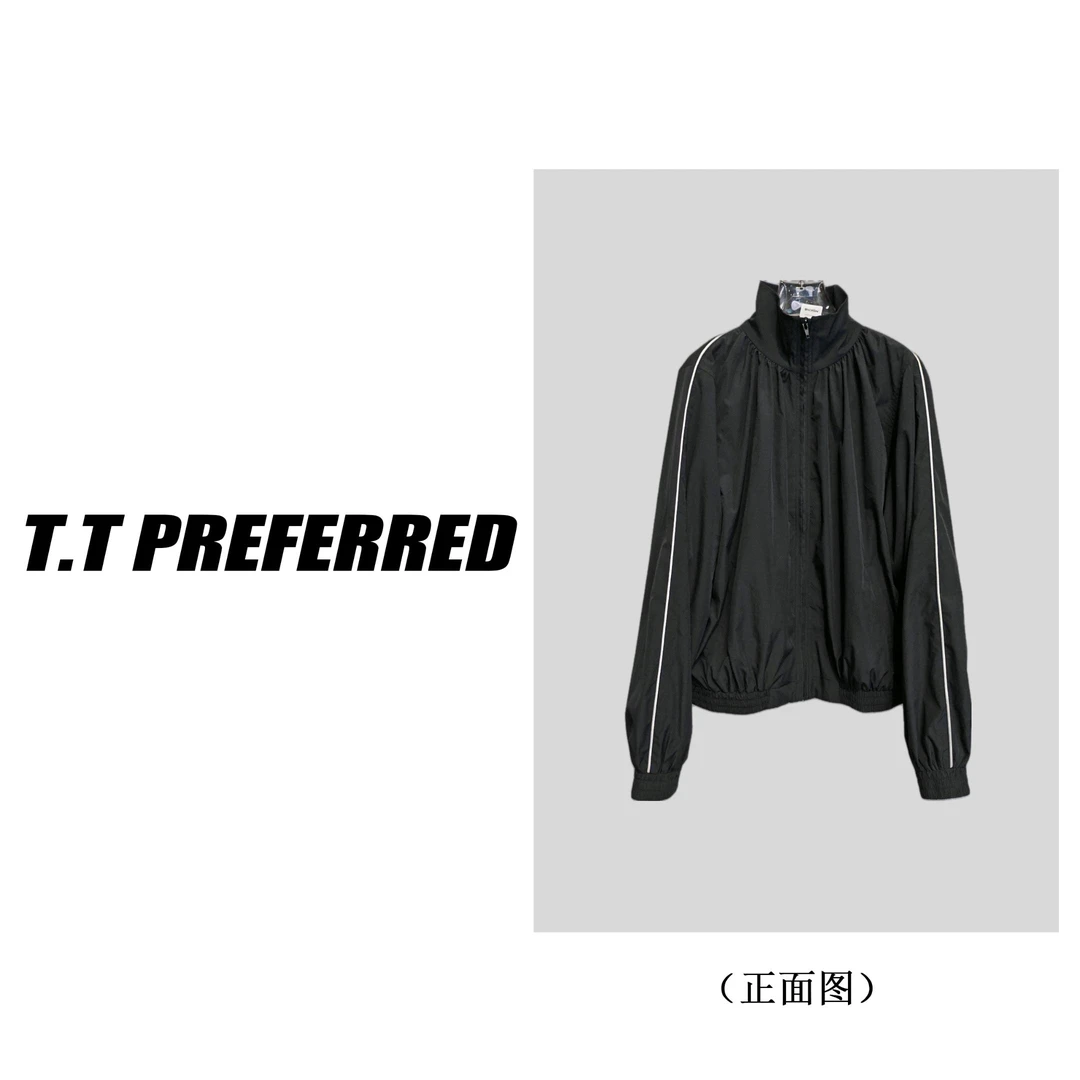 【T.T】2025秋季新款时尚百搭侧白条外套W-002